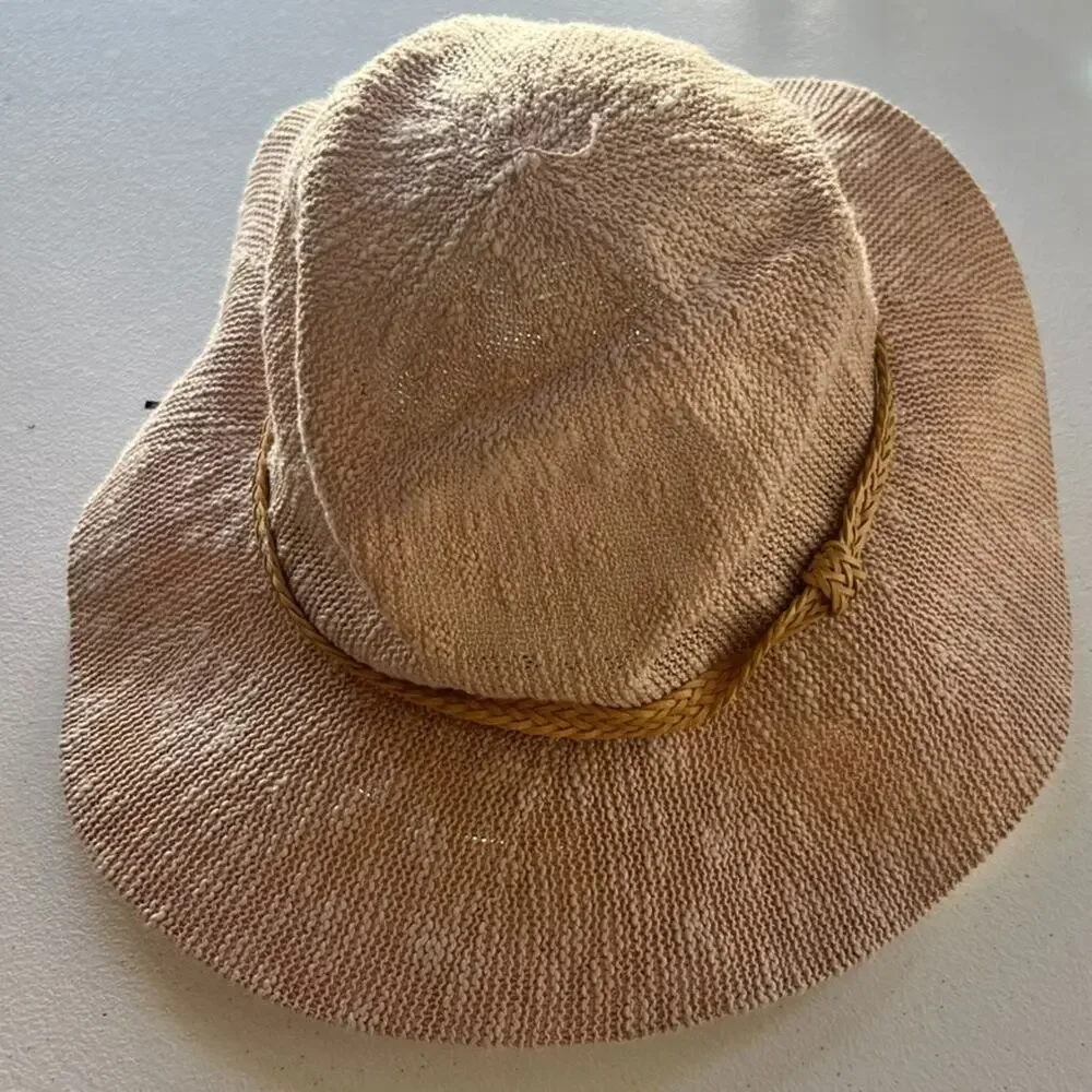Macchia di Ruggine Sun Hat Tan Pink Large Panama Braid Band Adjustable